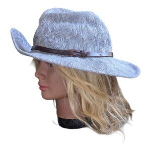 Anthropologie Cheyenne Rancher Hat Gray Woven Fedora Sun Hat Boho Fedora